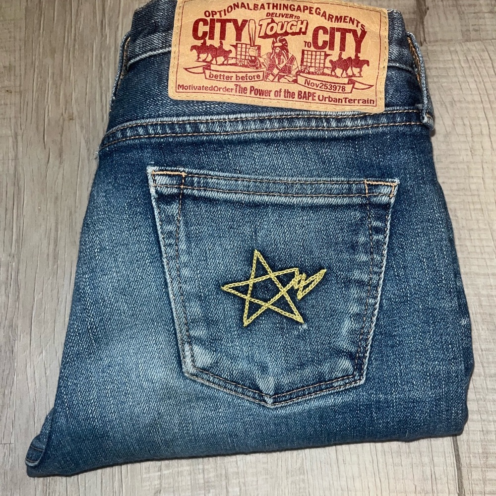 Host pick 💋 Rare! Vintage authentic Japan Bape Jeans A Bathing Ape women’s XS 2 - Picture 2 of 9